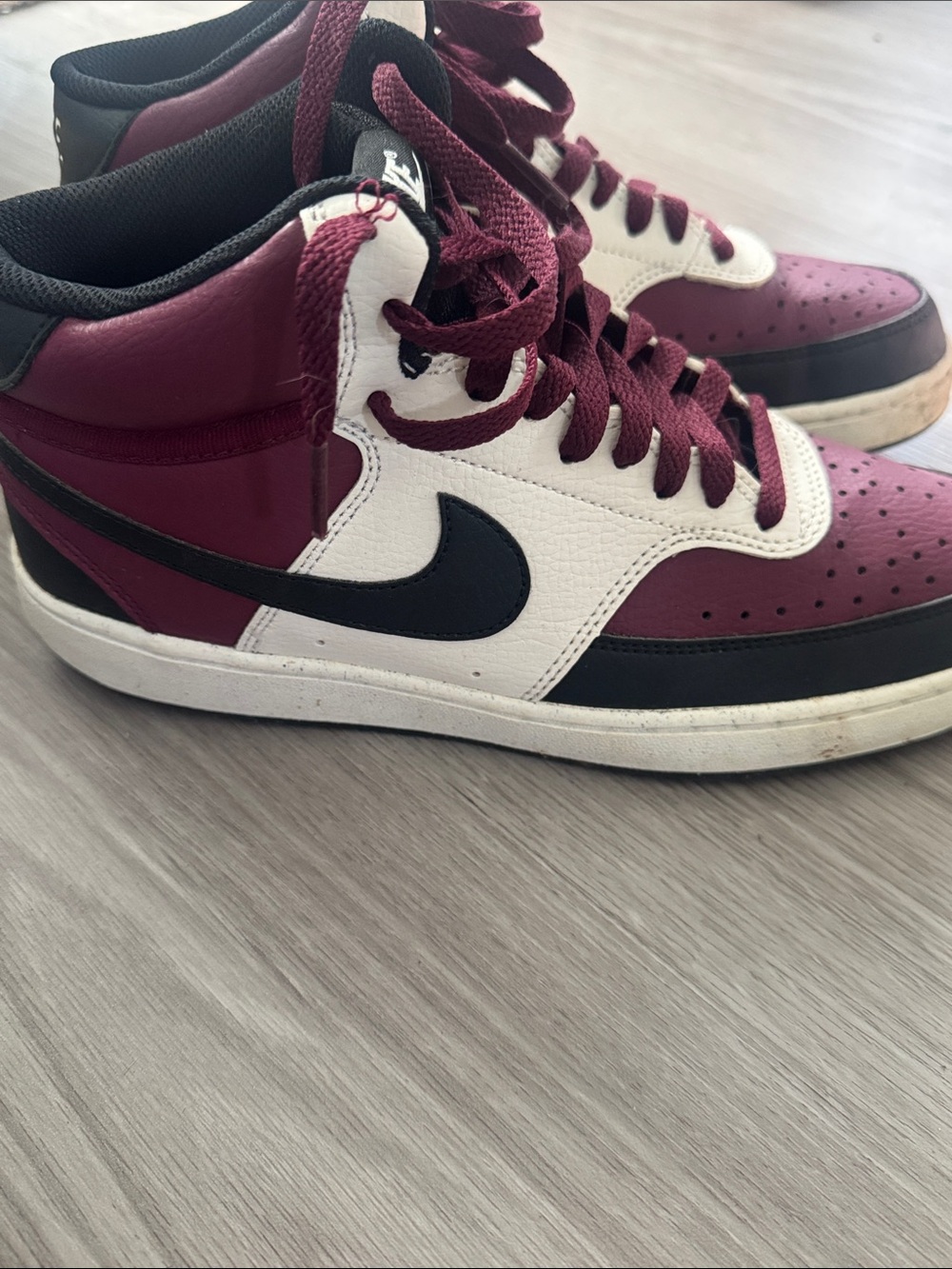 Nike Women's High-Top Sneakers in Burgundy, White & Black
